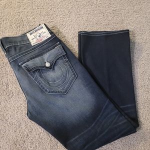 Mens True Religion Jean's, dark blue and faded, size 36 straight leg